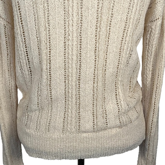 ASTR The Label Cream Colored Faux Wrap Stretchy Knit Semi-Sheer Sweater Med EUC - Picture 8 of 14